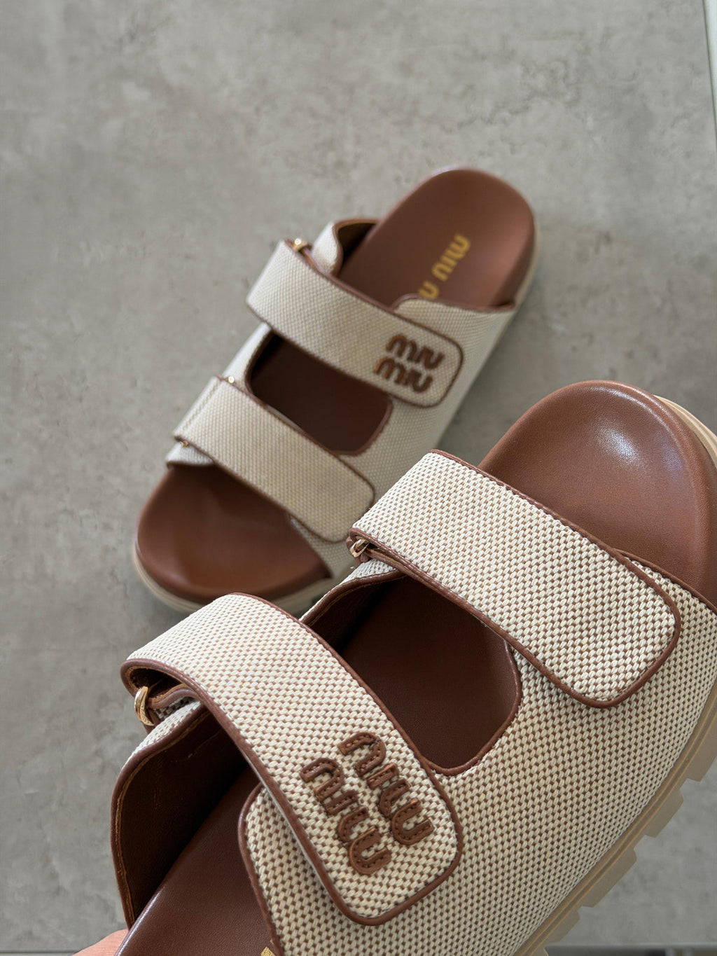 Miu Miu Canvas slide sandals