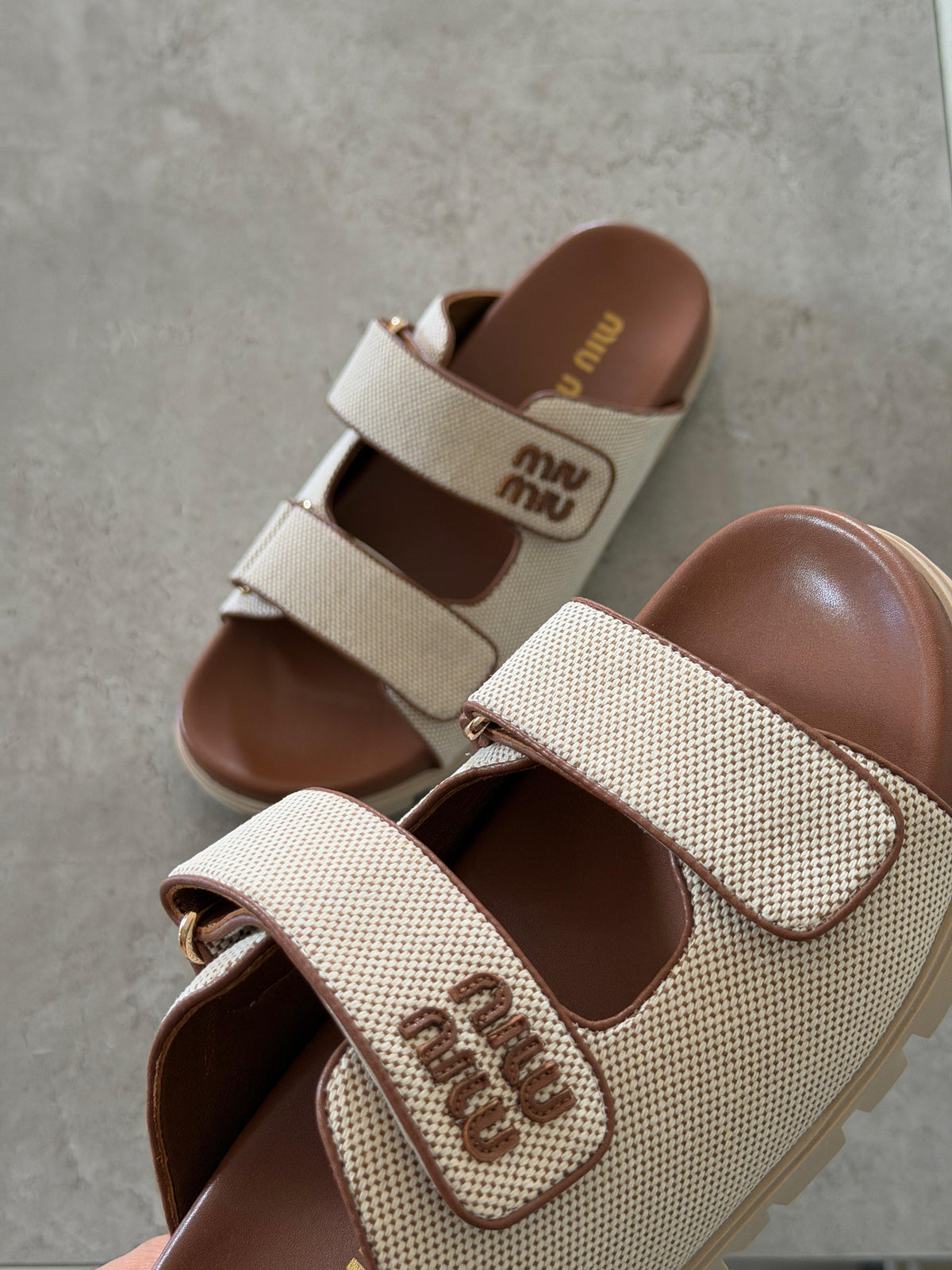 Miu Miu Canvas slide sandals