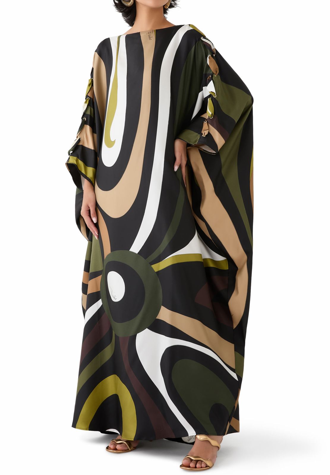 Buy Pucci Green Marmo-print Kaftan in Silk