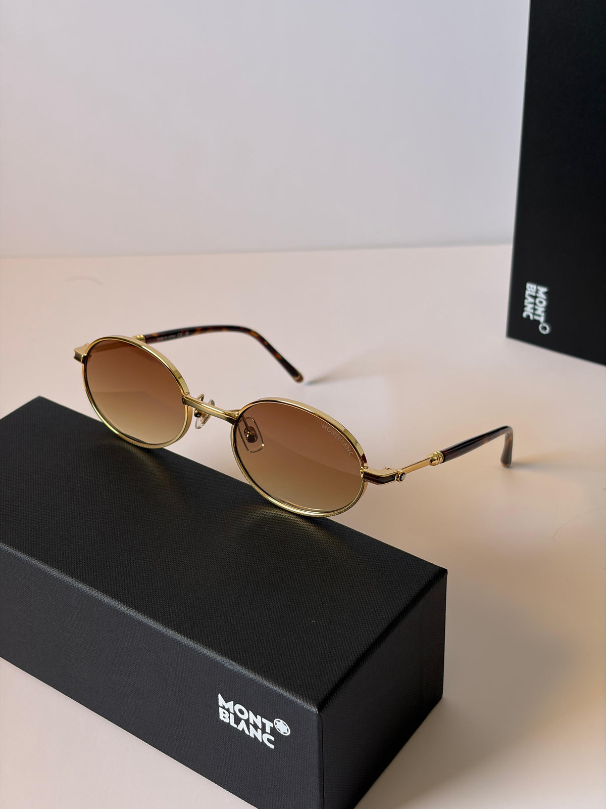 Montblanc raised-bridge round-frame sunglasses