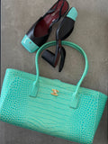 Chanel Small Tote in a crocodile embossed calfskin with gold - tone hardware