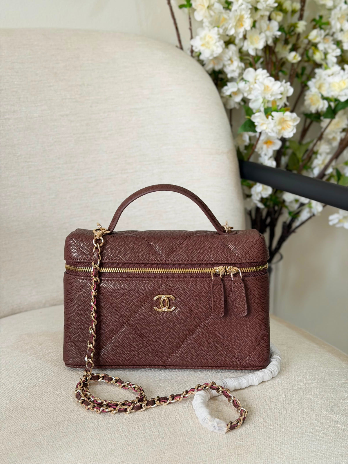 Chanel Caviar Quilted Trendy Handle Slim Vanity