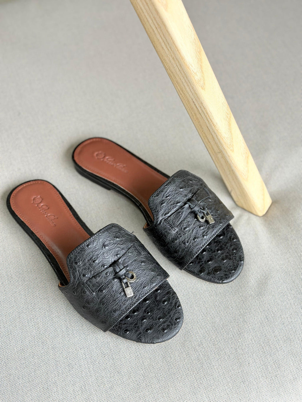 Loro Piana Summer Charms Sandal Flats Ostrich Leather