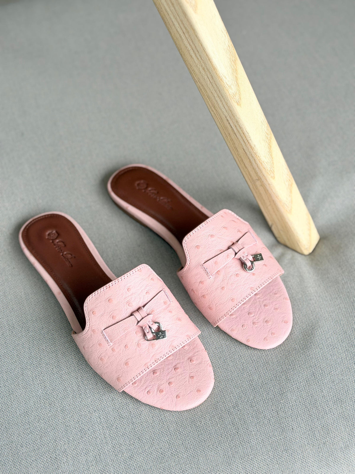 Loro Piana Summer Charms Sandal Flats Ostrich Leather