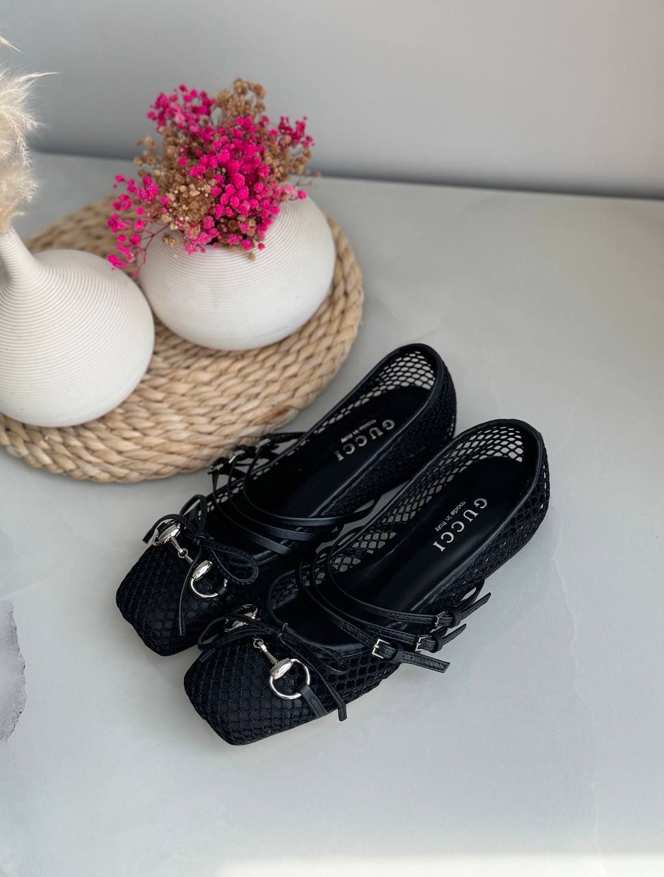 Buy Gucci Burgundy Horsebit Ballerina Flats