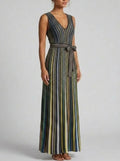 Missoni Sleeveless Embellished Stripe Knit Maxi Dress