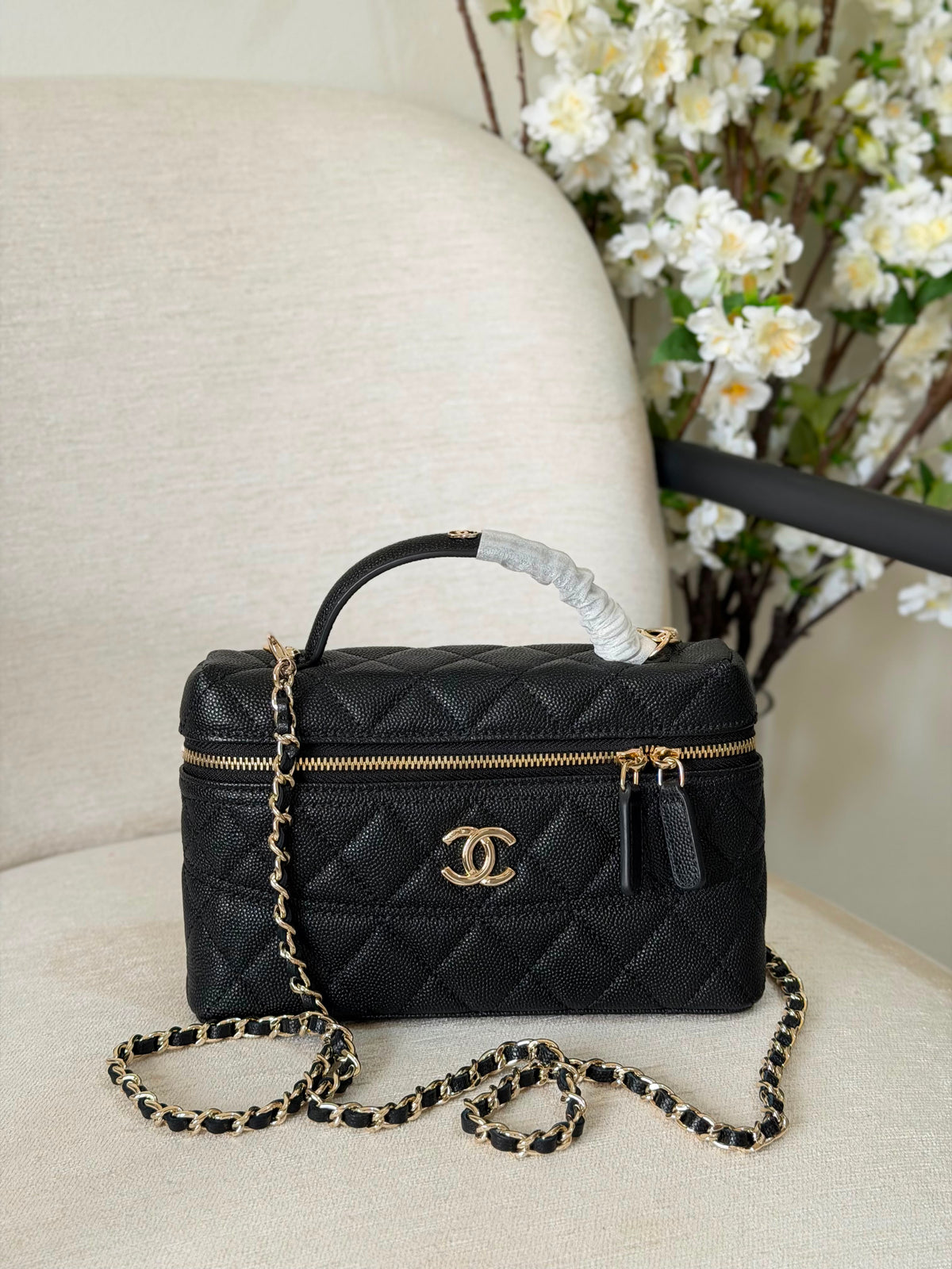 Chanel Caviar Quilted Trendy Handle Slim Vanity