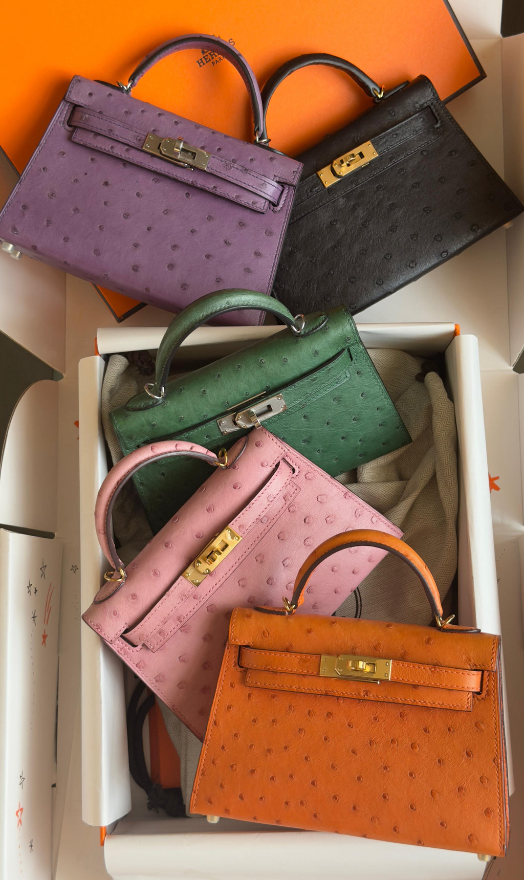 Hermes Mini Kelly In Real Ostrich Leather