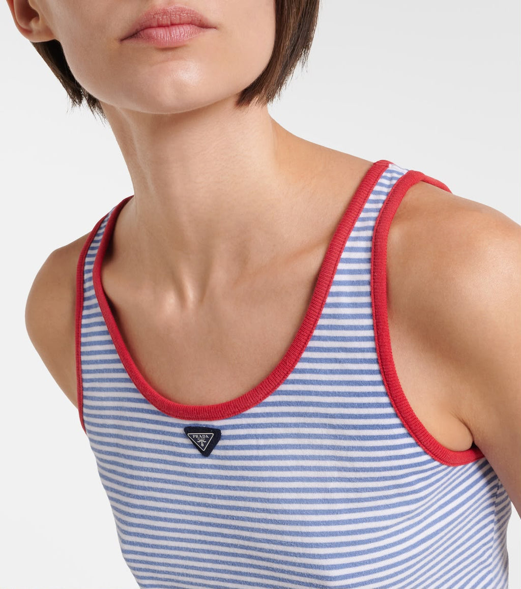 Prada Striped Cotton Jersey Tank Top