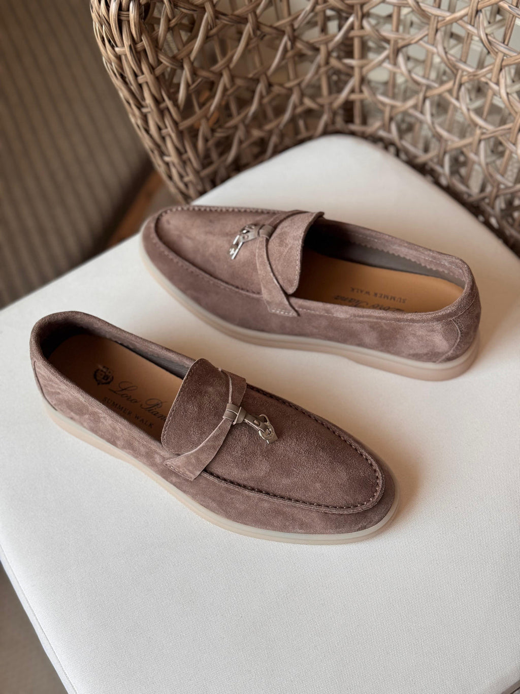 Loro Piana Summer Charms Walk Suede Loafers