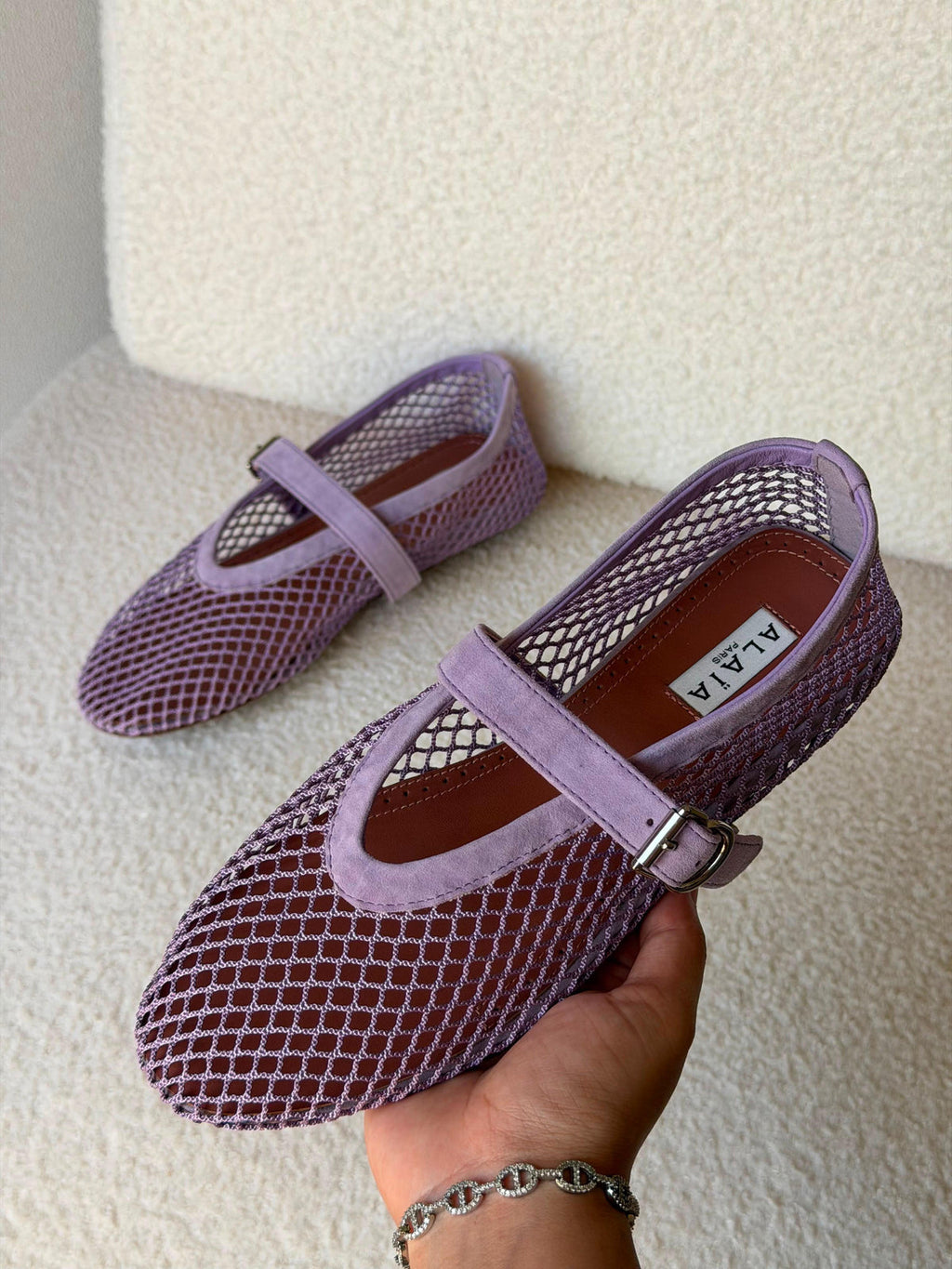 Alaïa Purple Suede Mesh Ballet Flats