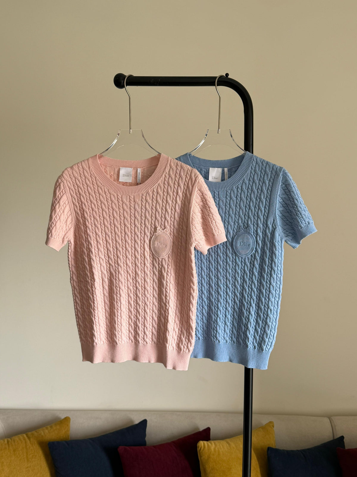 Dior Médaillon Short-Sleeved Sweater Blue