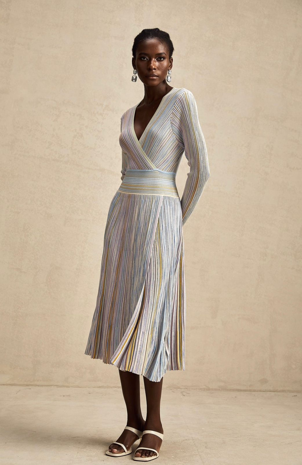 Missoni long sleeve striped midi dress