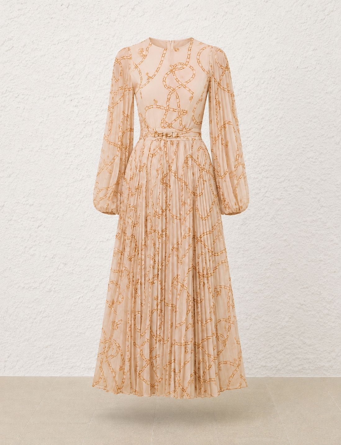 Zimmermann Chain-Print Pleated set in Natural