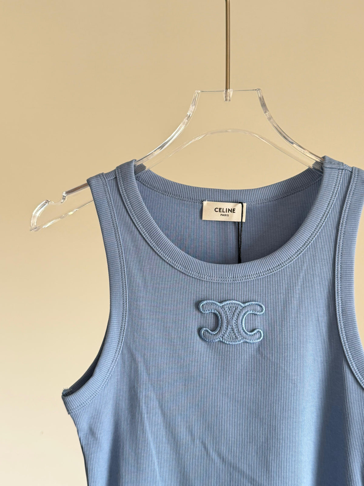 CELINE triomphe tank top IN ribbed cotton silk