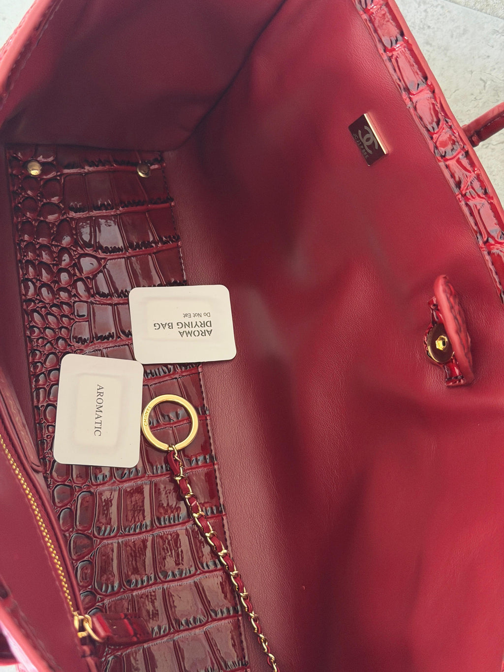 Chanel Small Tote in a crocodile embossed calfskin with gold - tone hardware