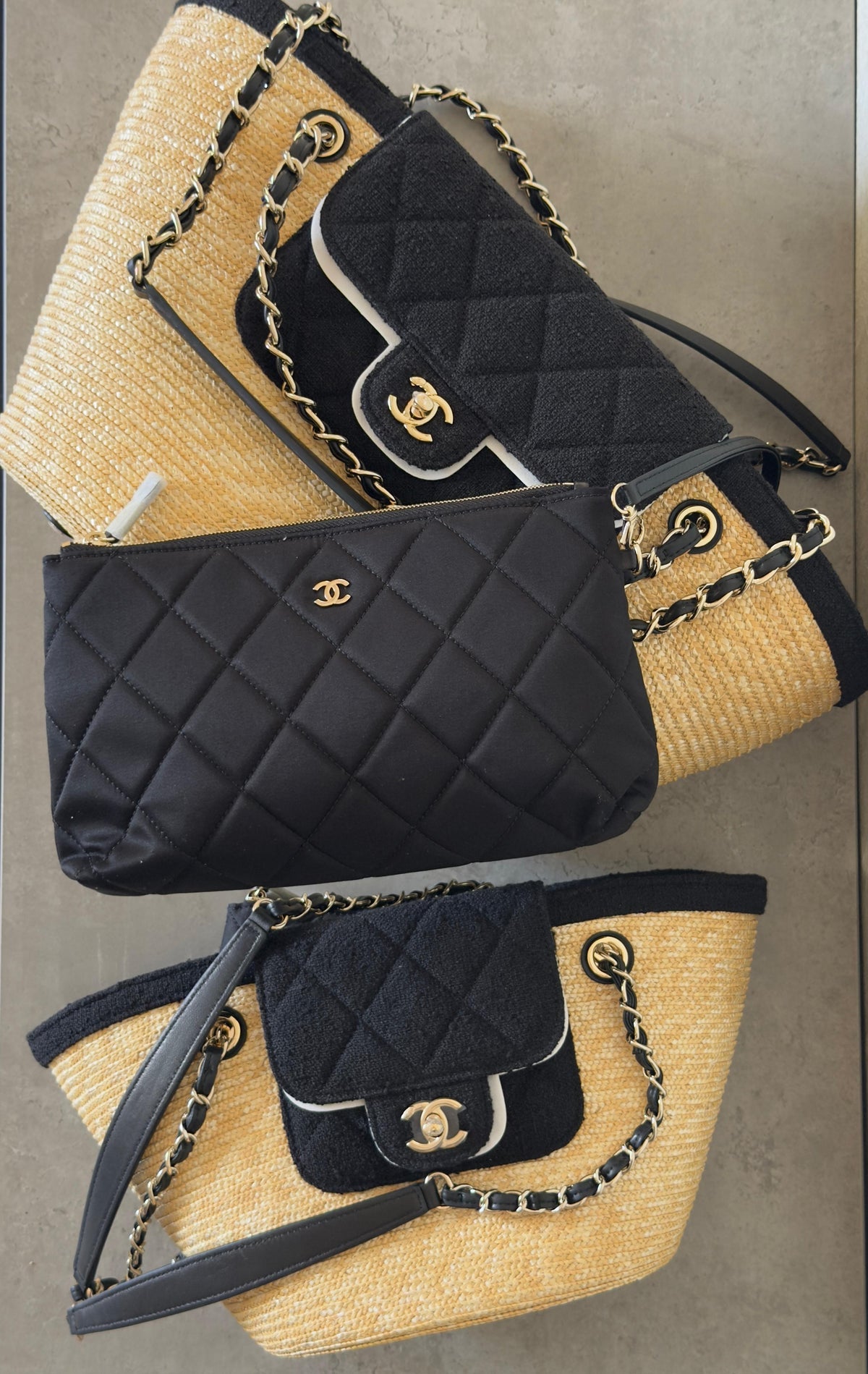 Chanel Raffia and Denim tote bag