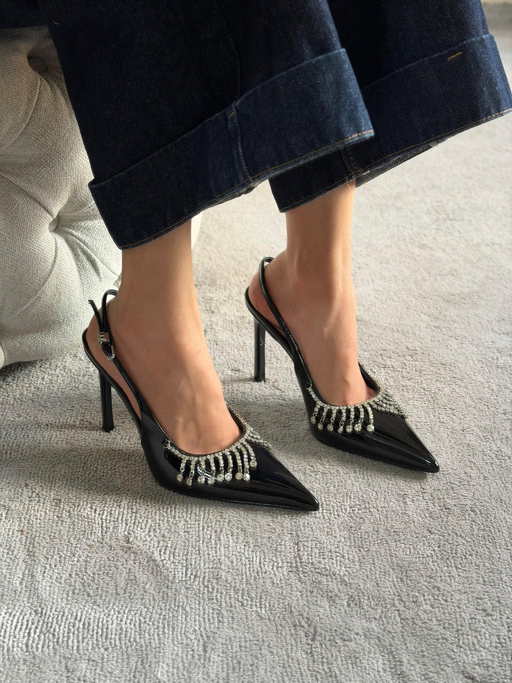 Gucci Crystal chain pumps