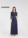 SANDRO Rhinestone Knit Cropped Cardigan