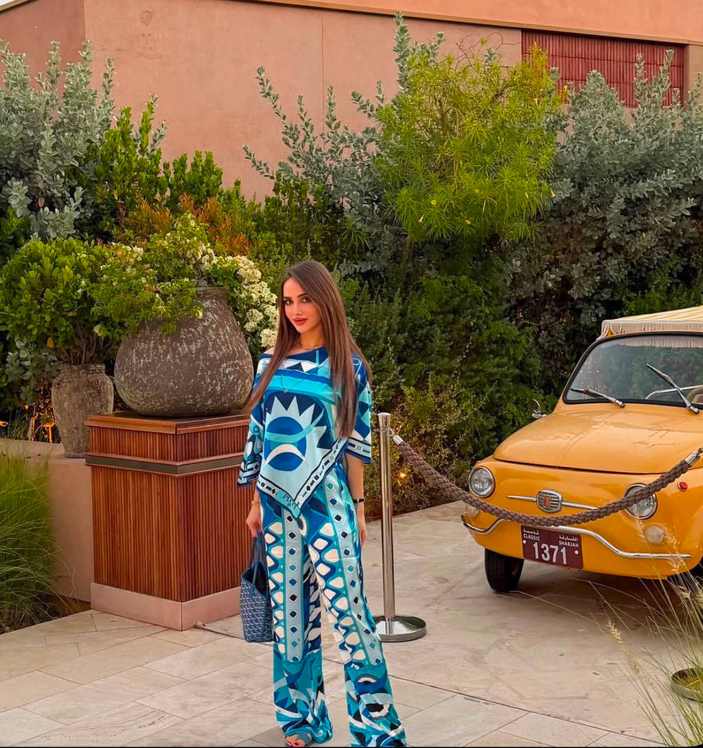 Pucci Blue Vivara-print Maxi Dress