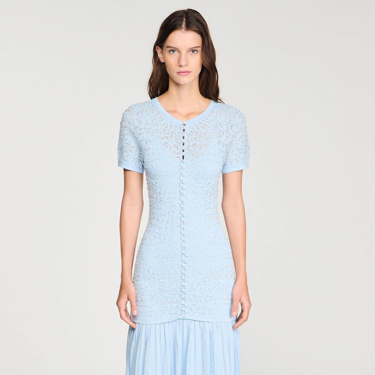 SANDRO bead-embellished Knit Maxi Dress