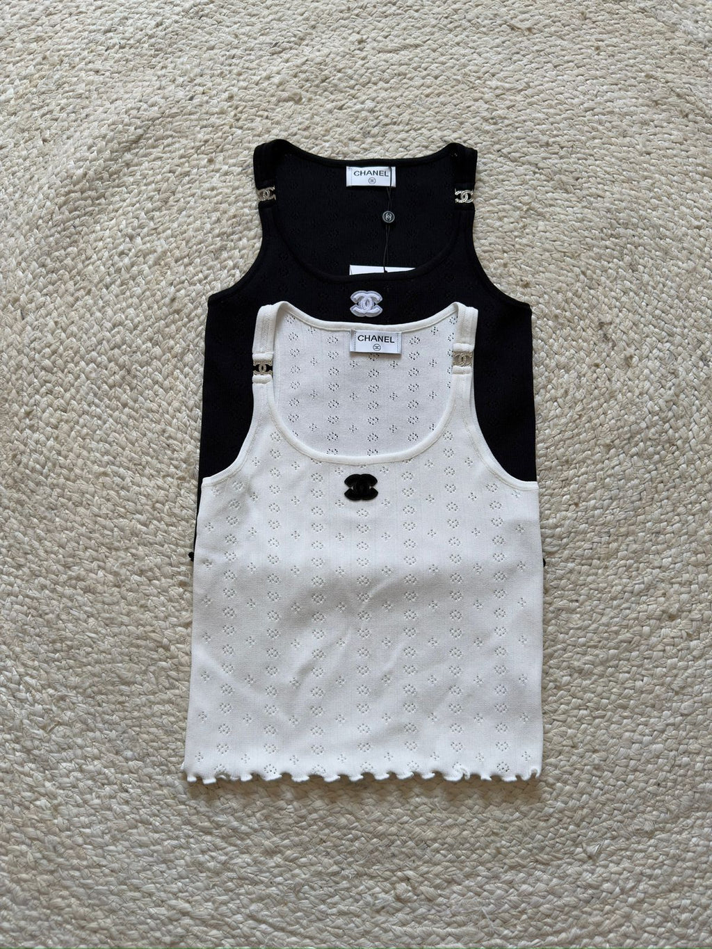 Chanel Sleeveless Tops white