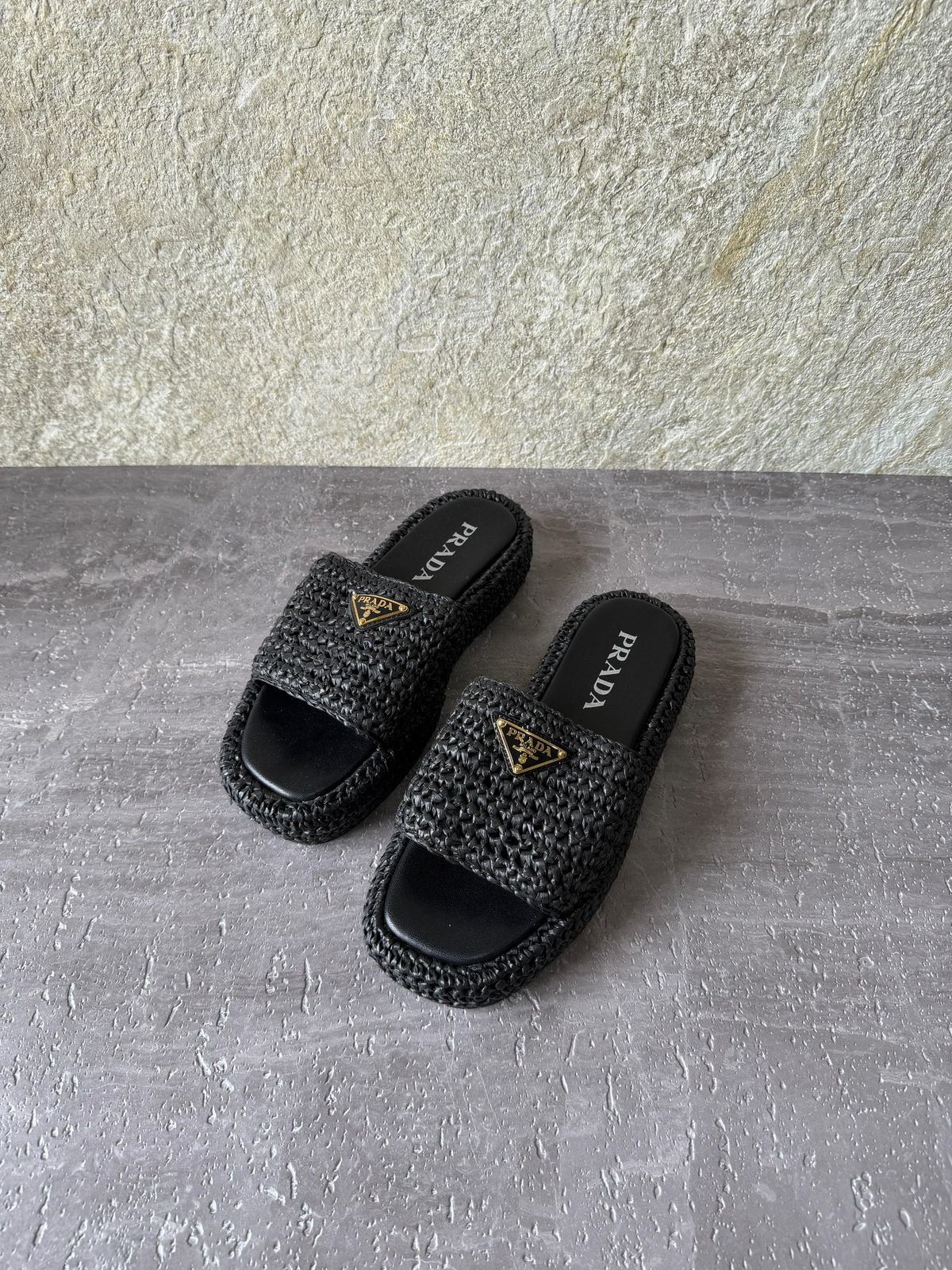 Prada Crochet Flatform Slides
