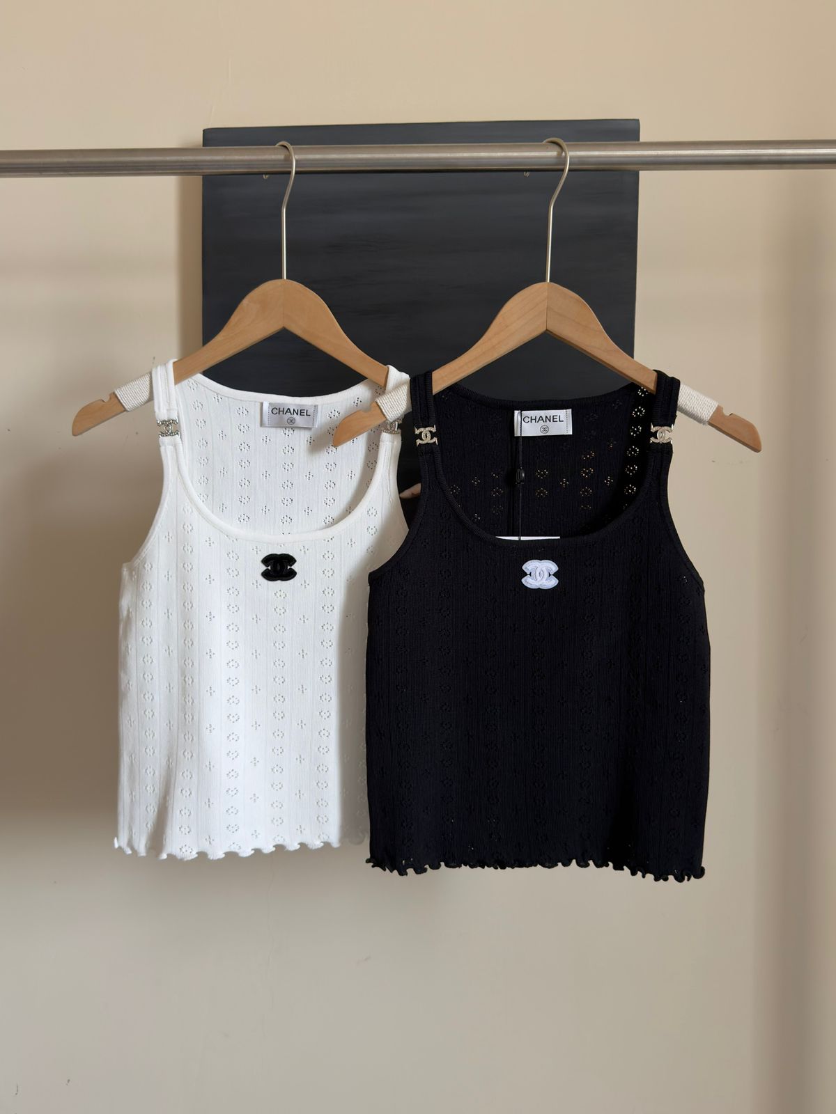 Chanel Sleeveless Tops white
