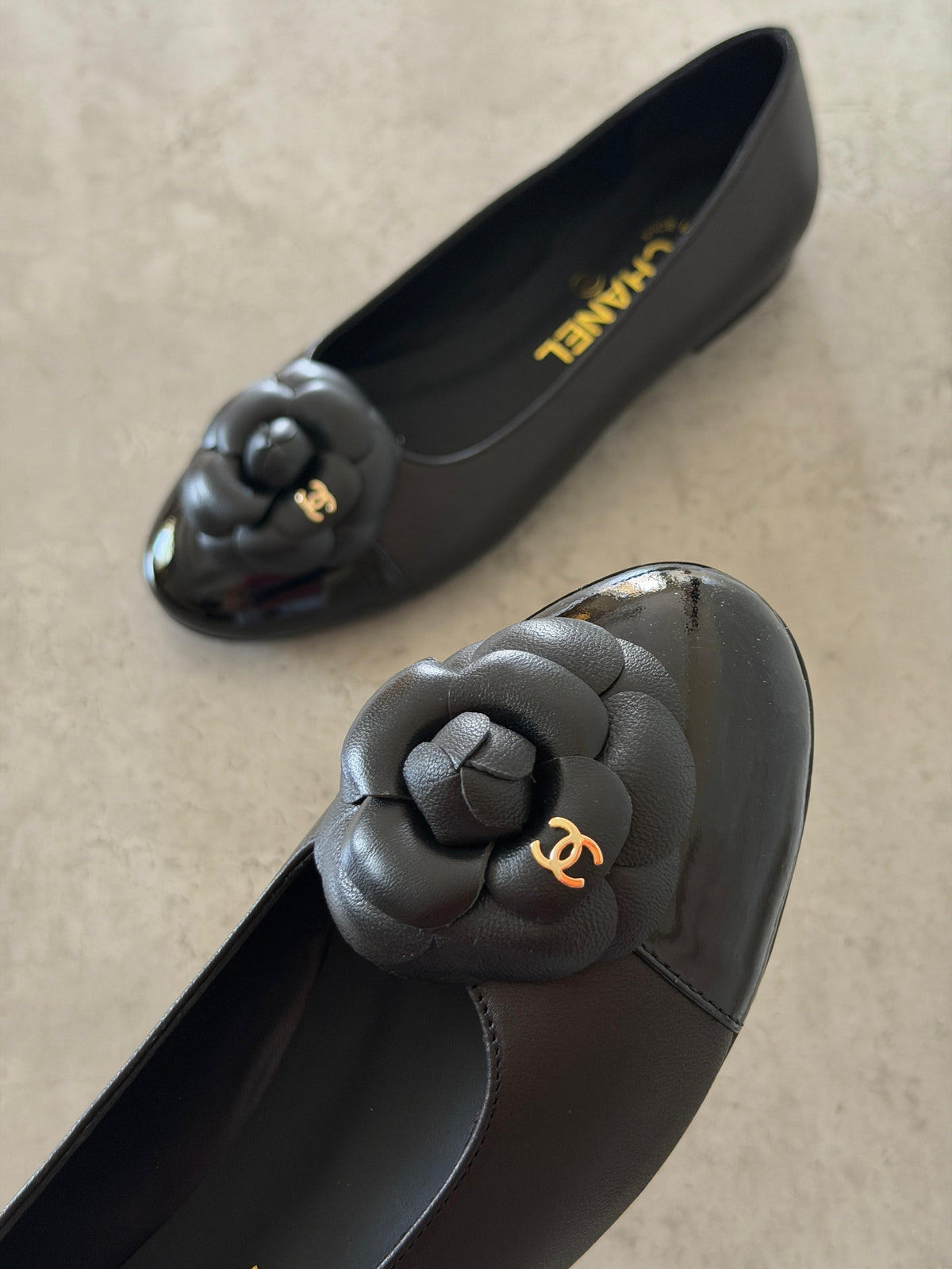 Chanel Patent Leather Camelia Flower Ballet
