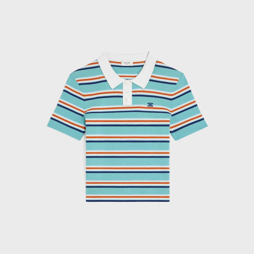 Celine POLO SWEATER IN STRIPED COTTON