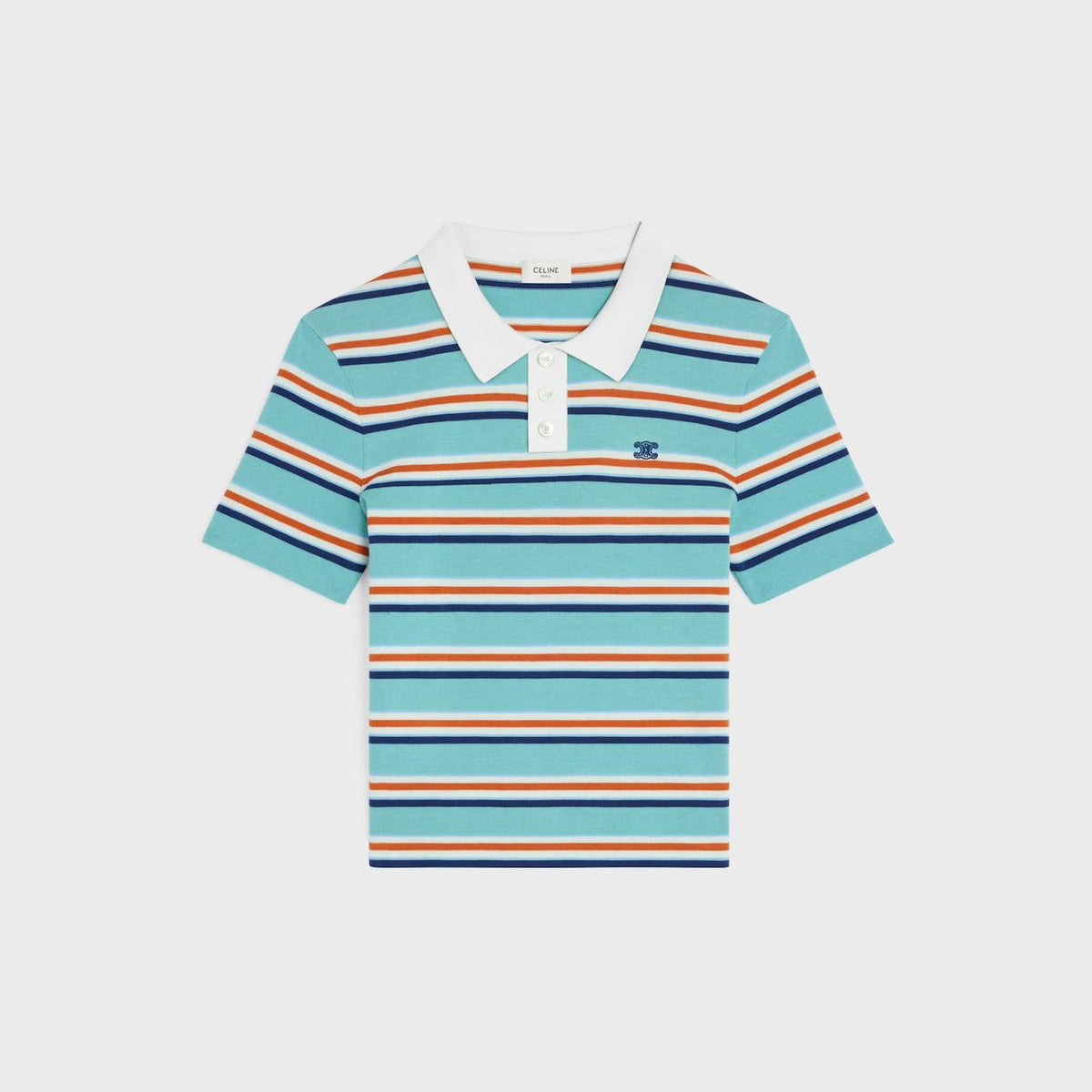Celine POLO SWEATER IN STRIPED COTTON