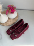 Buy Gucci Burgundy Horsebit Ballerina Flats