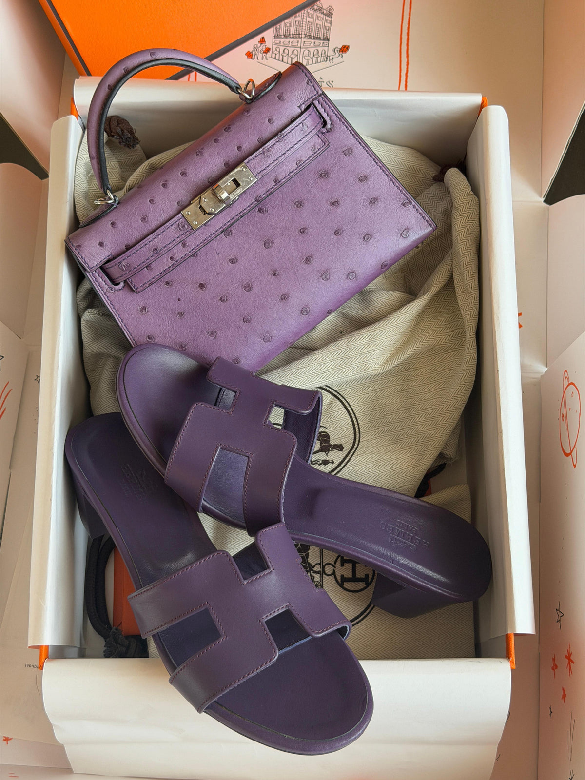 Hermes Mini Kelly In Real Ostrich Leather