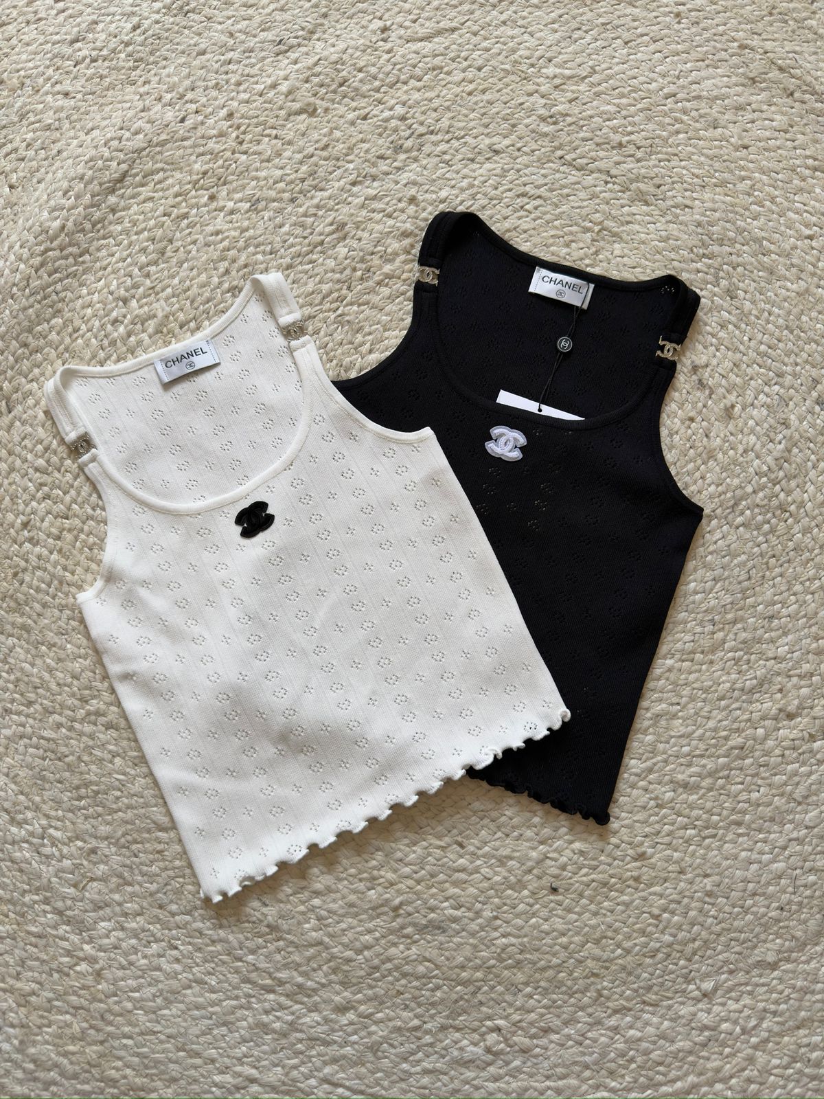 Chanel Sleeveless Tops white