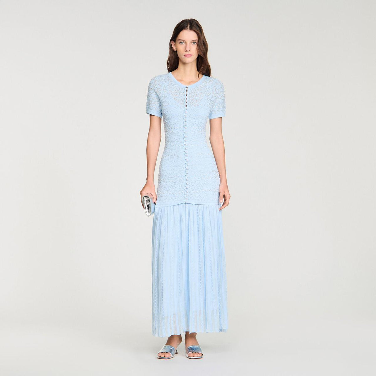 SANDRO bead-embellished Knit Maxi Dress