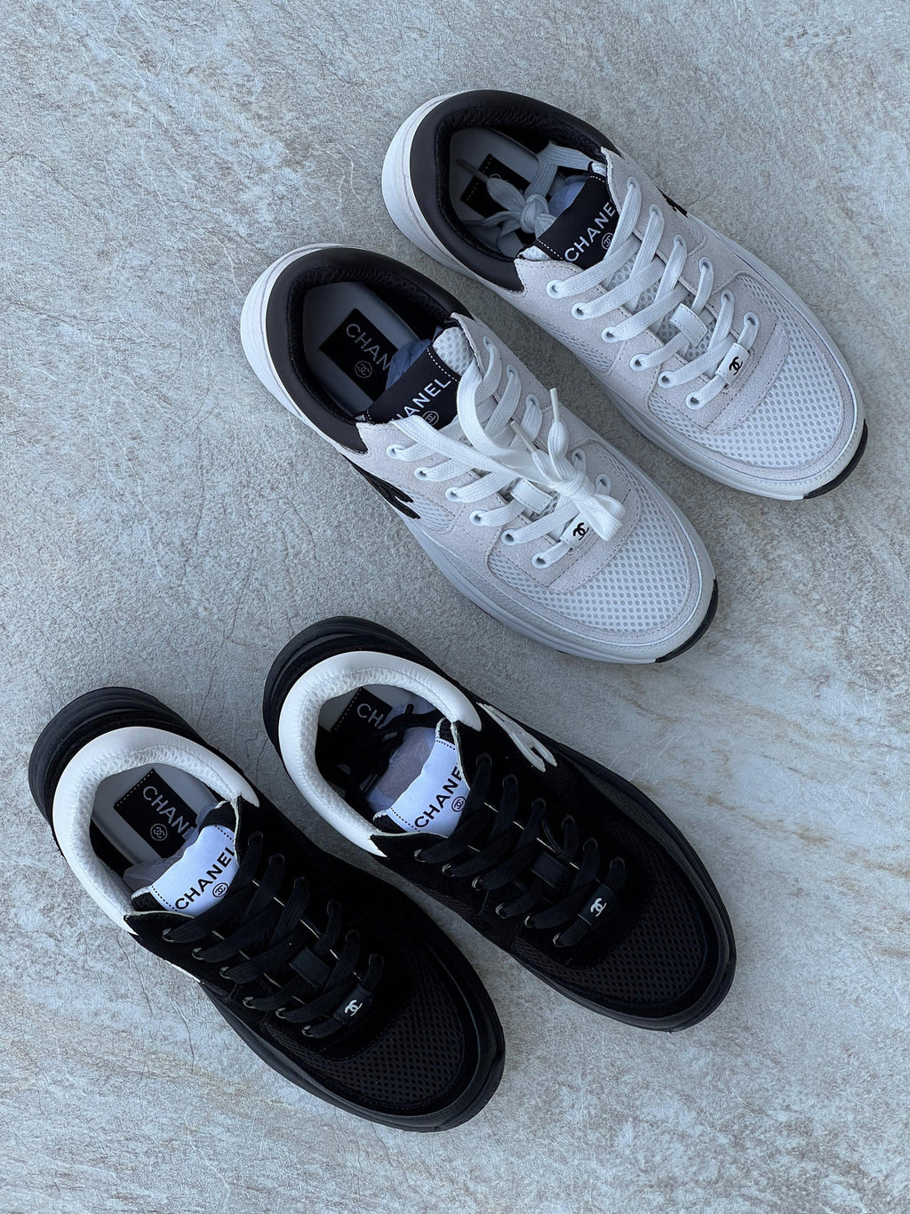Chanel Trainers In Mesh Suede And Grained Calfskin