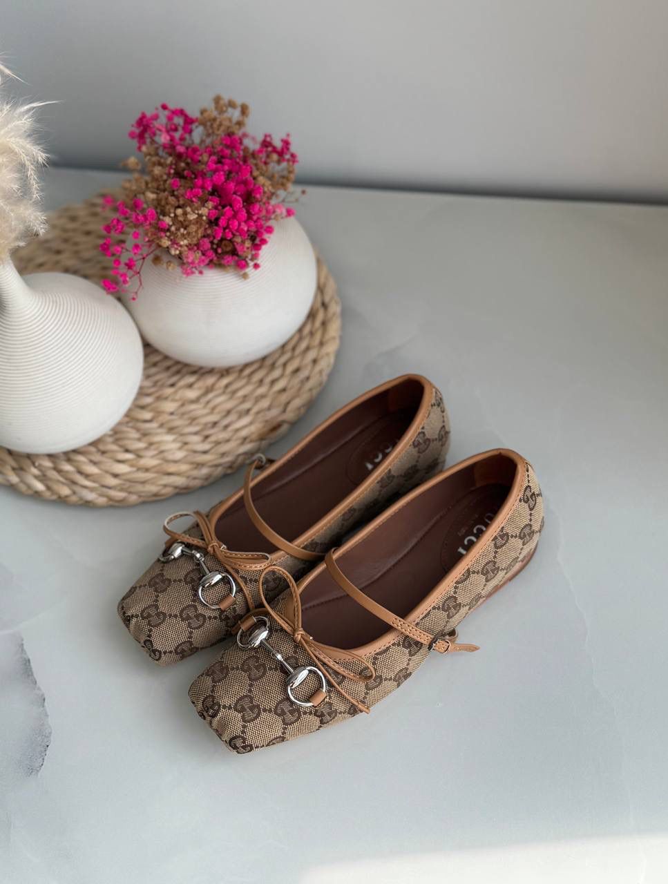 Buy Gucci Burgundy Horsebit Ballerina Flats