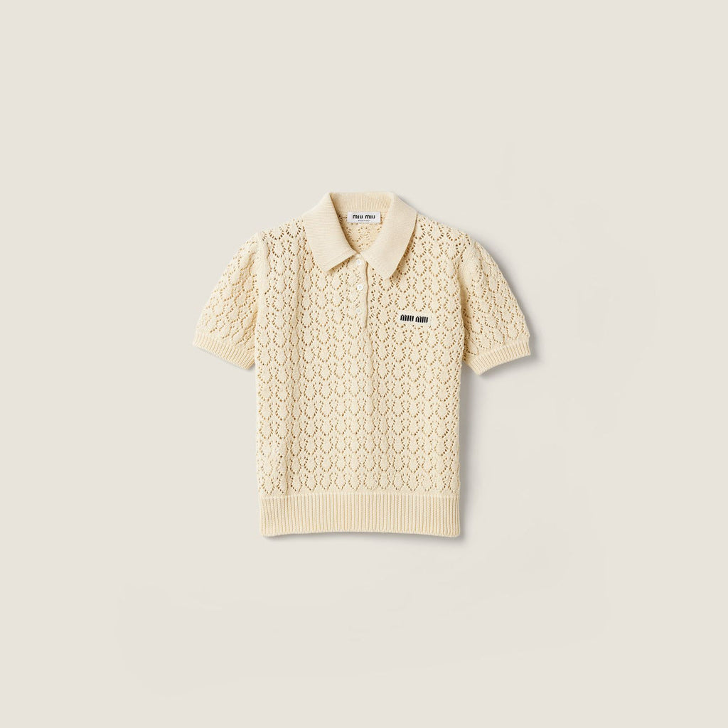 Ivory Cotton Polo Shirt | Miu Miu
