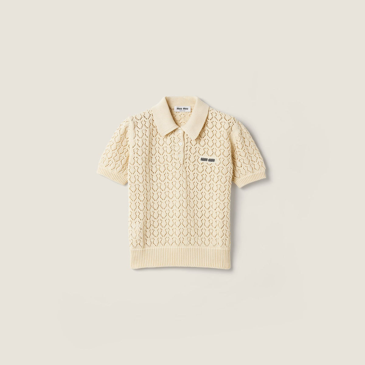Ivory Cotton Polo Shirt | Miu Miu