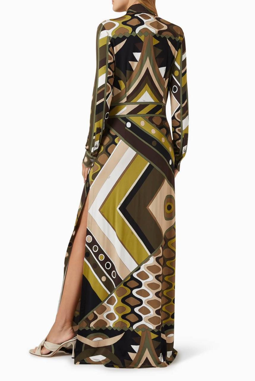Pucci Green Vivara-print Maxi Dress