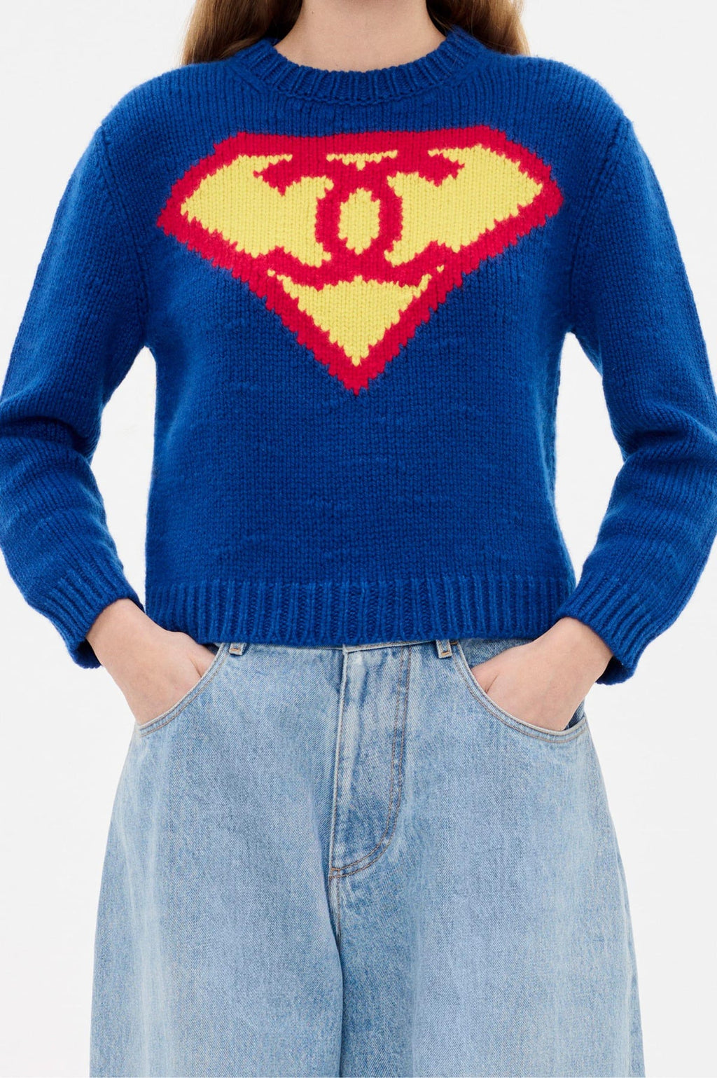 Chanel Sweater Cashmere in Blue Yellow and Red