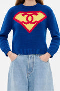 Chanel Sweater Cashmere in Blue Yellow and Red