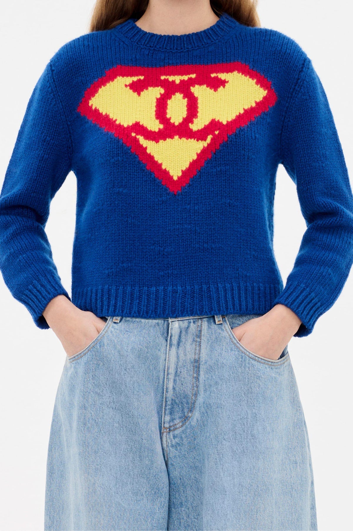 Chanel Sweater Cashmere in Blue Yellow and Red