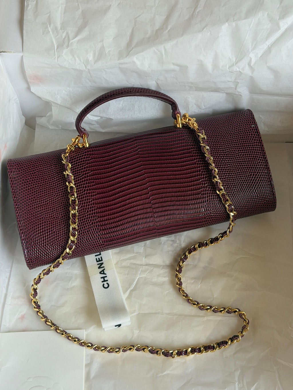 Chanel Clutch with Top Handle in lizard-embossed calfskin
