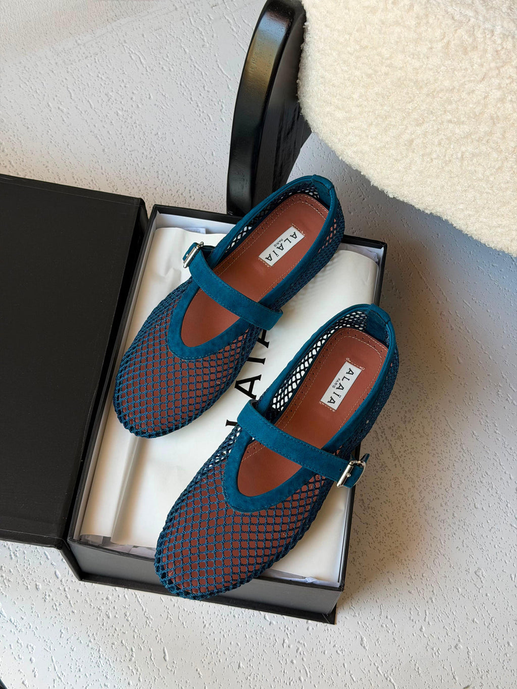 Alaïa Suede Mesh Ballet Flats