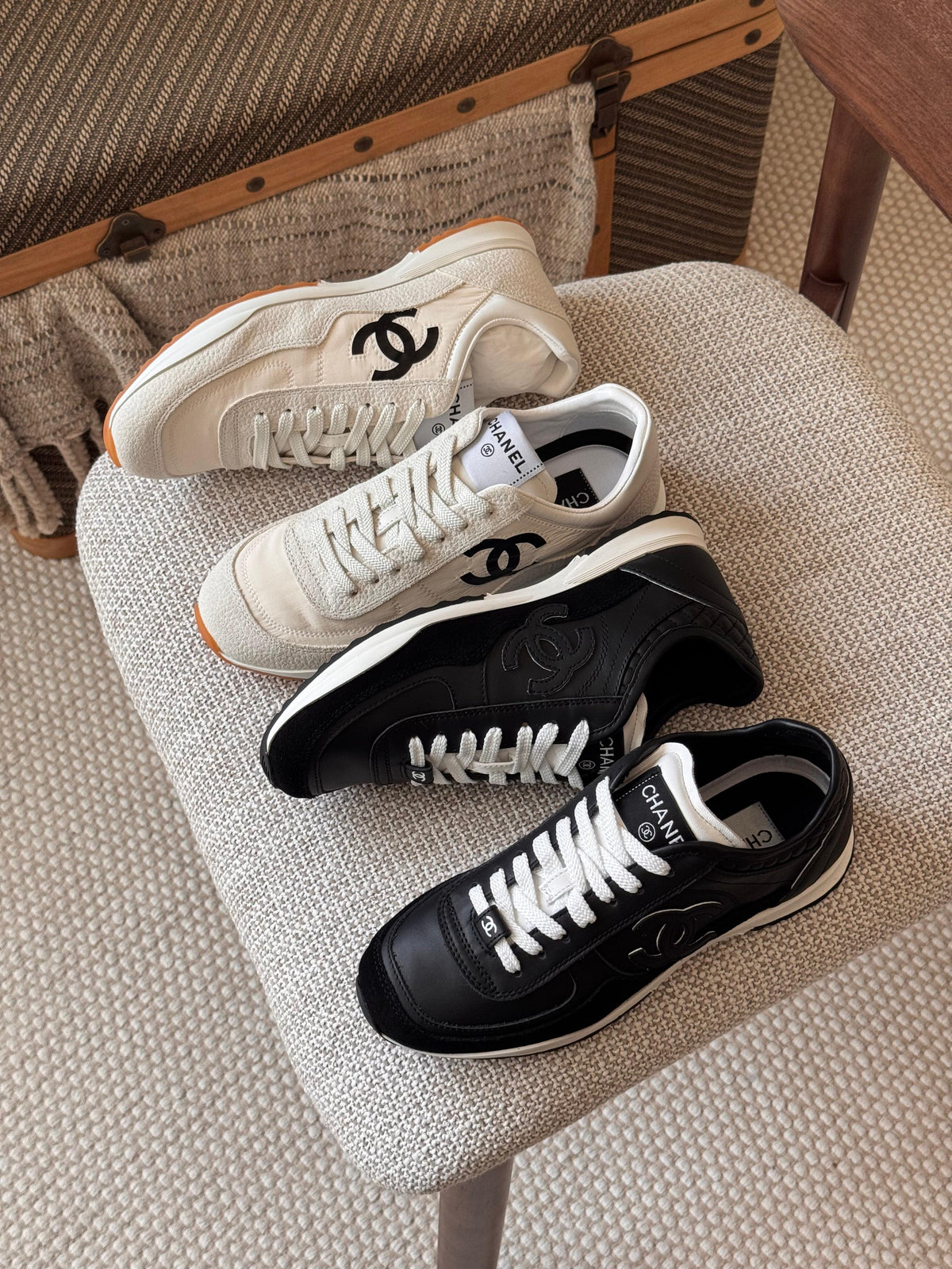 Chanel Trainers in Fabric and Embossed Suede Calfskin