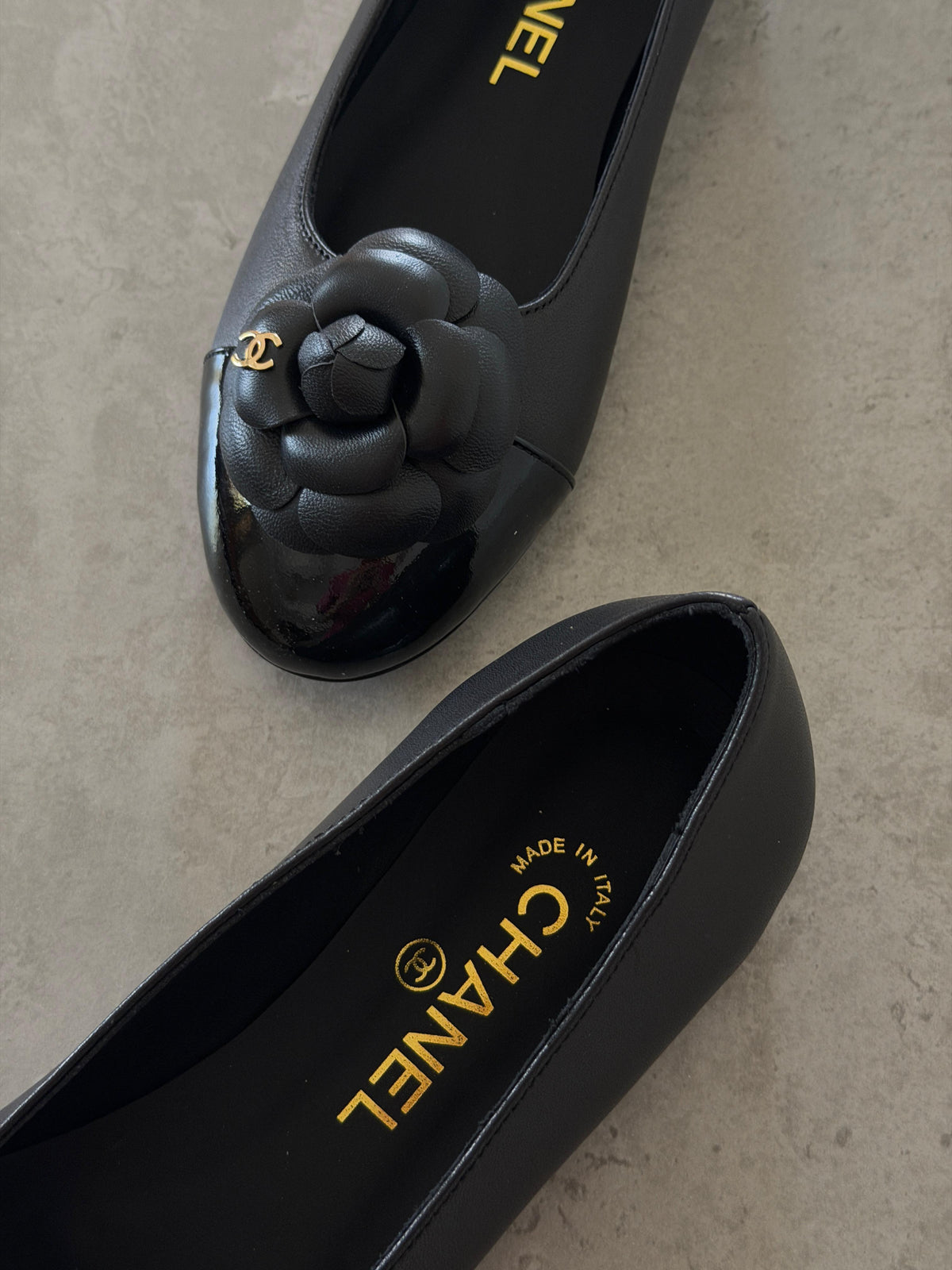 Chanel Patent Leather Camelia Flower Ballet