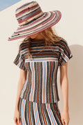 Chanel Top Cotton Khaki Blue and Orange set