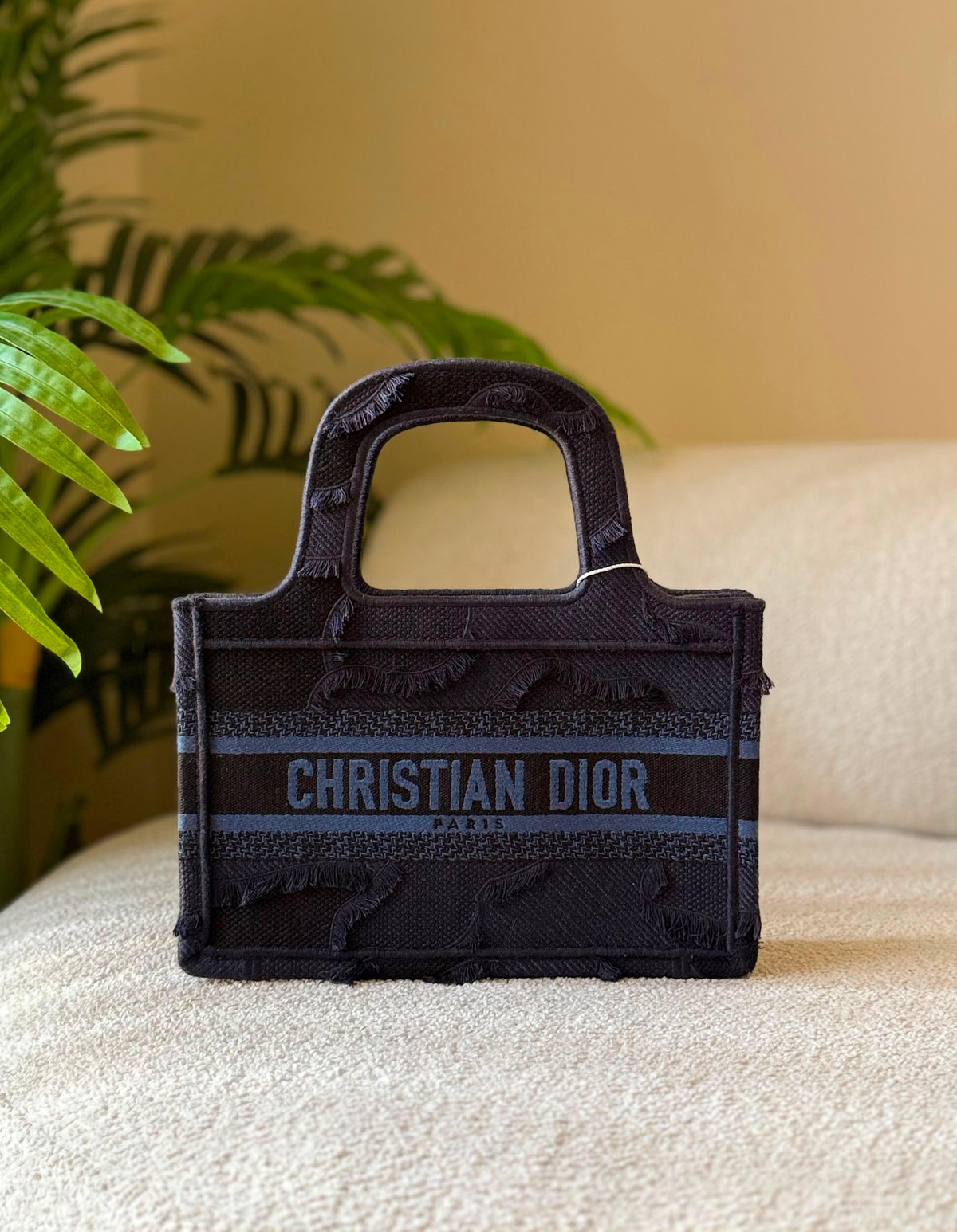 Christian Dior Oblique Embroidered Canvas Book Tote Bag
