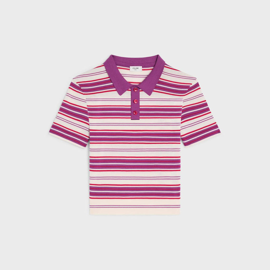 Celine POLO SWEATER IN STRIPED COTTON